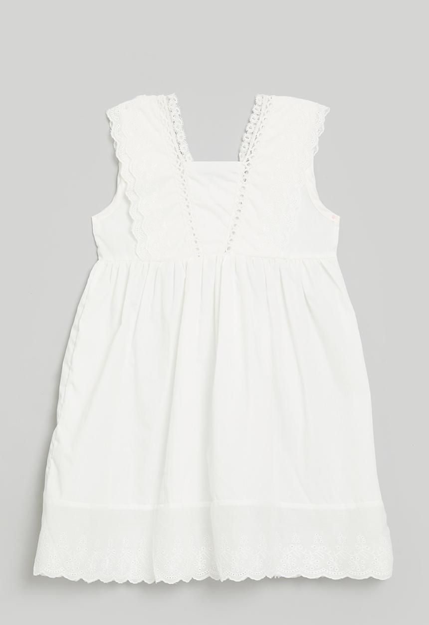Pop Candy - Broderie anglaise dress with scallop hem - white