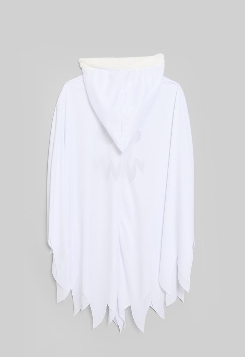 Pop Candy - Novelty hooded cape with ragged hem - white/black
