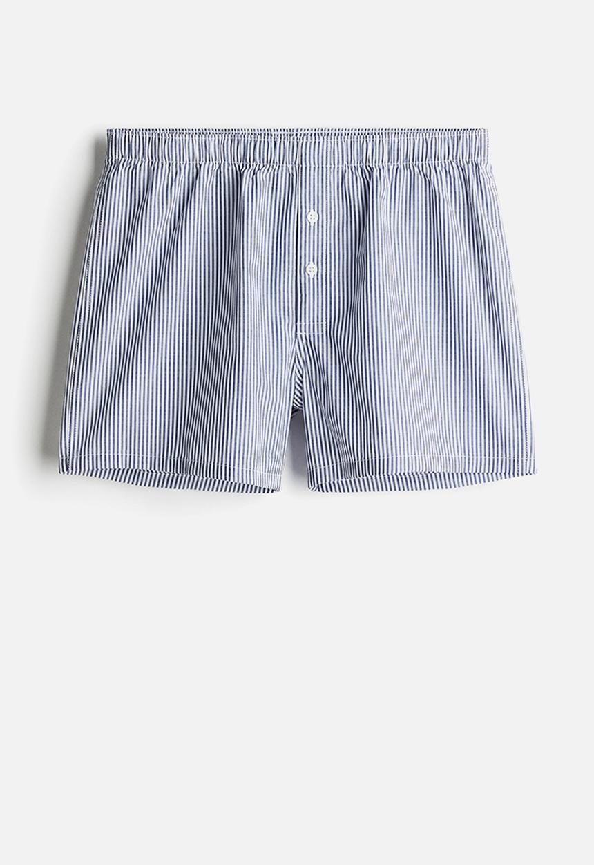 H&M - 3-Pack woven cotton boxer shorts - light blue/navy blue
