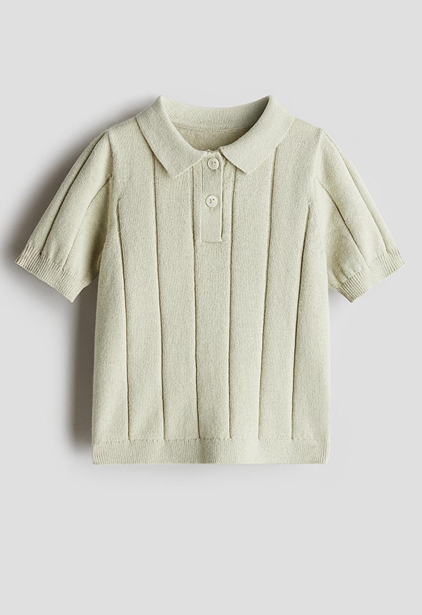 H&M - Knitted polo shirt - light green