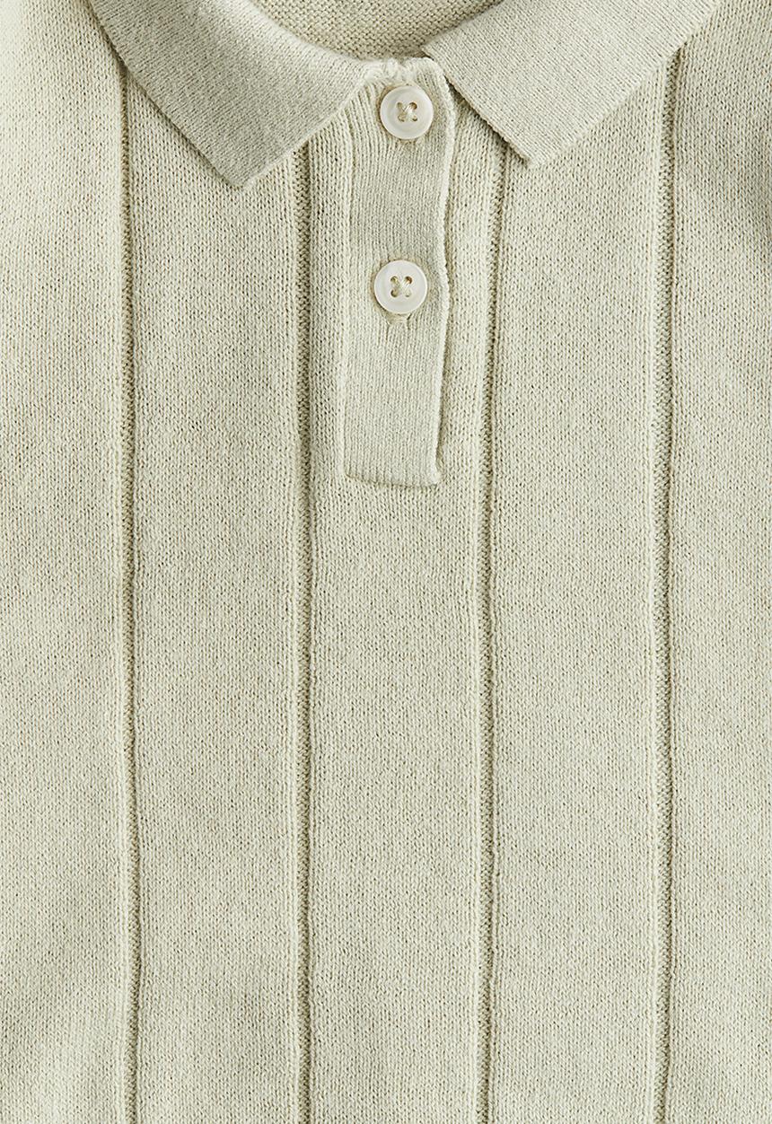 H&M - Knitted polo shirt - light green