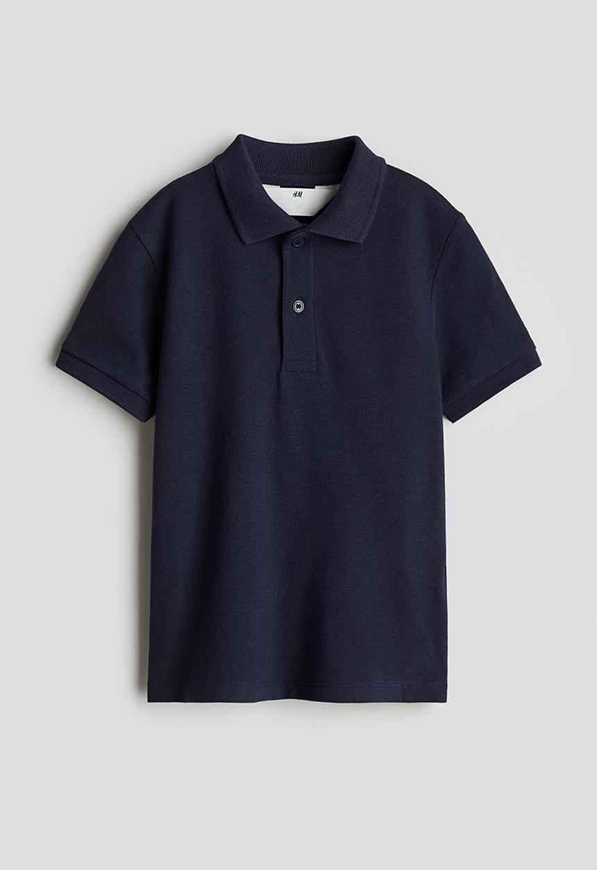 H&M - Cotton piqué polo shirt - navy blue