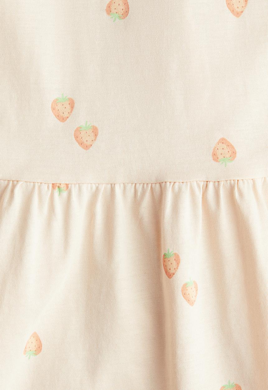 H&M - Patterned cotton dress - light peach strawberries