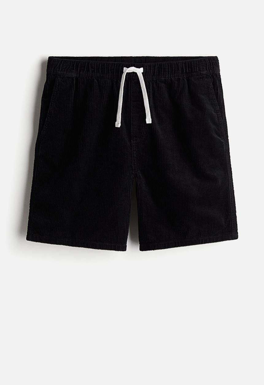 H&M - Regular fit corduroy shorts - black