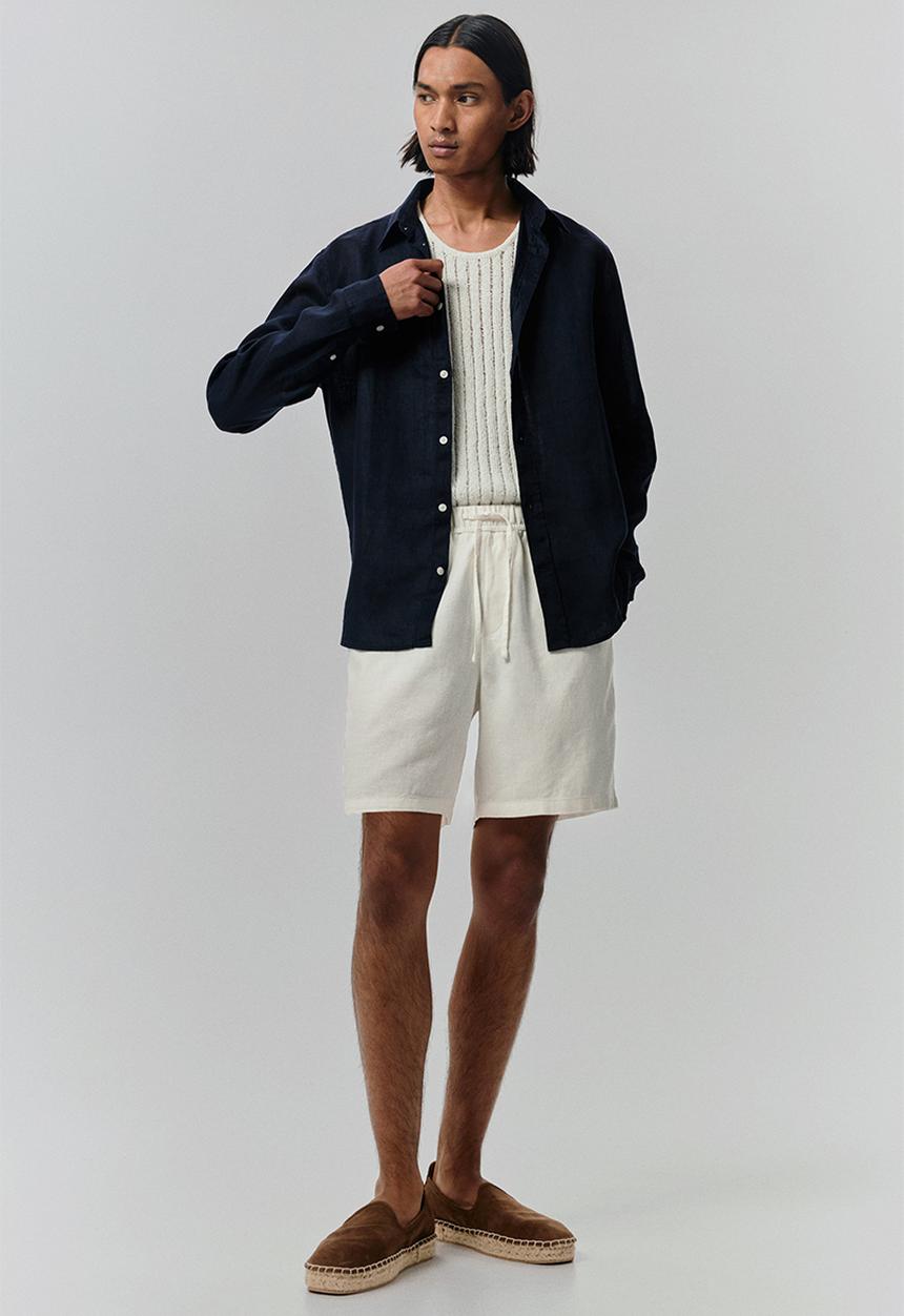 H&M - Relaxed fit linen-blend shorts - white