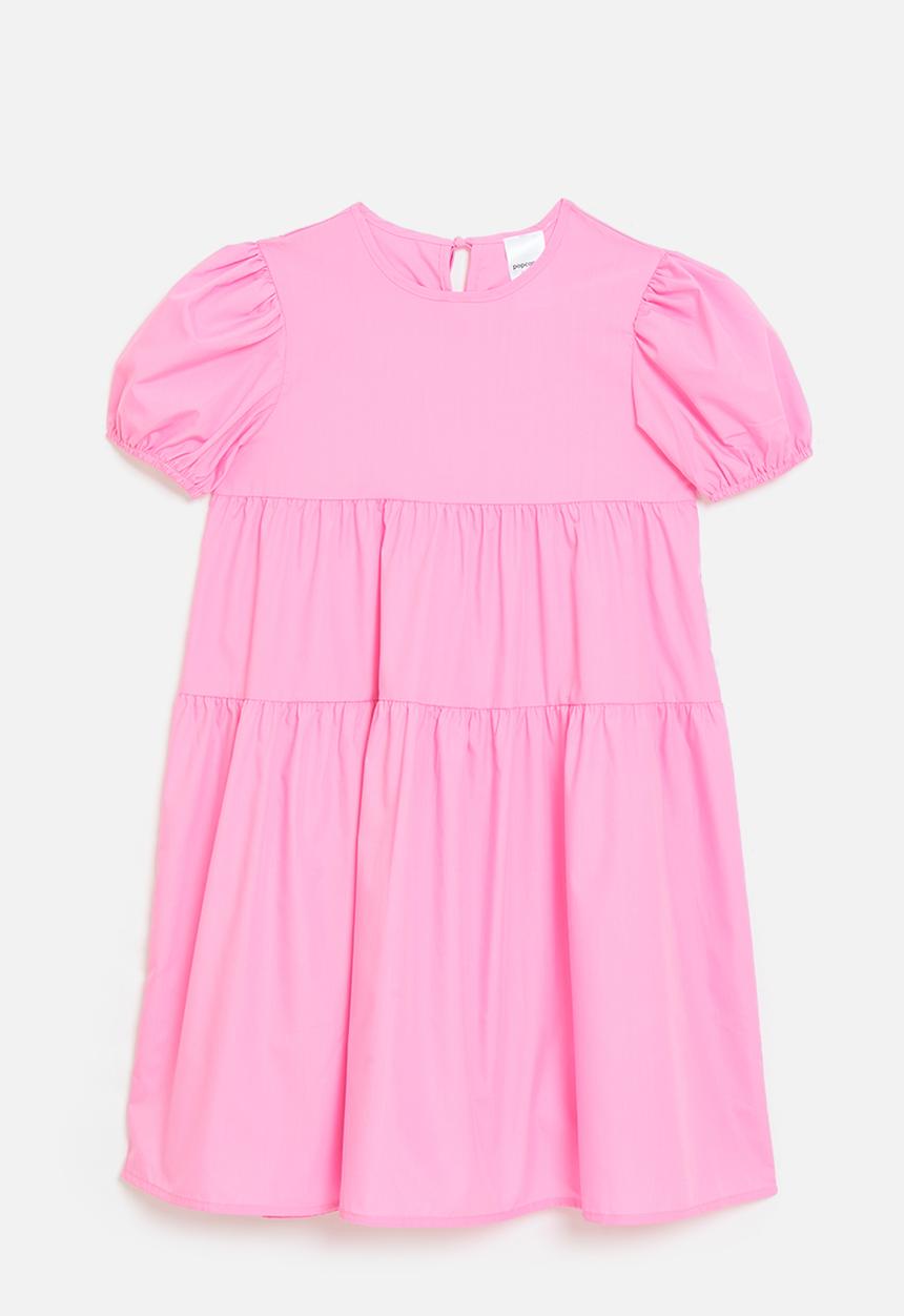 Pop Candy - Puff sleeve smock dress - carnation pink