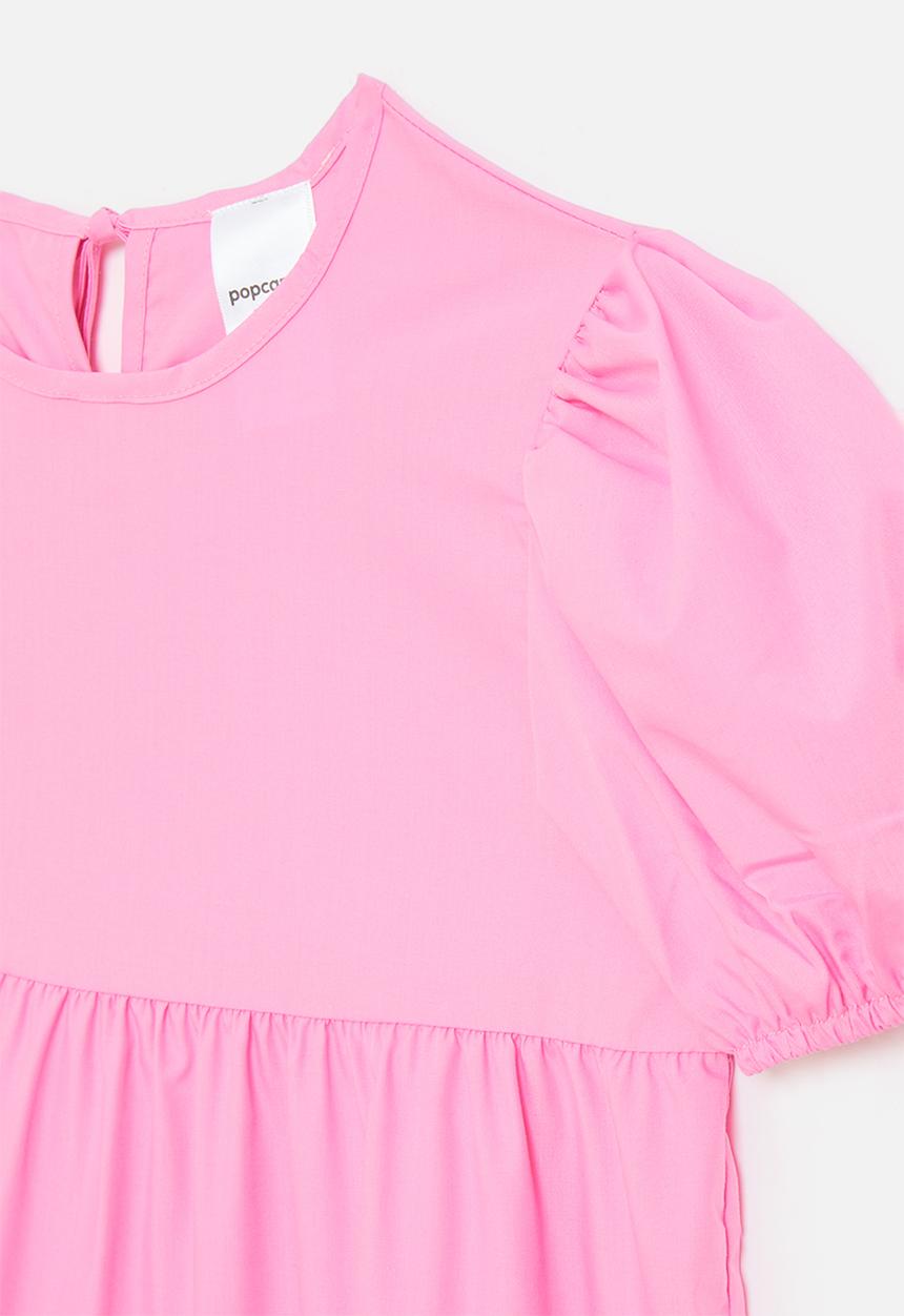 Pop Candy - Puff sleeve smock dress - carnation pink