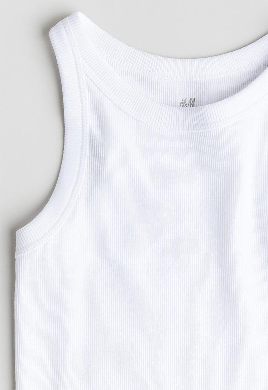 H&M - Ribbed cotton vest top - white