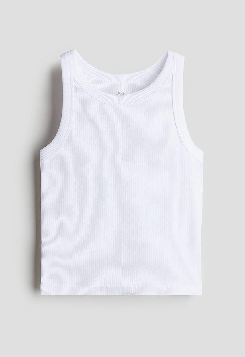 H&M - Ribbed cotton vest top - white