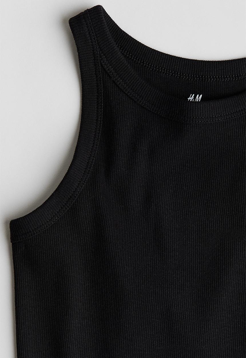 H&M - Ribbed cotton vest top - black