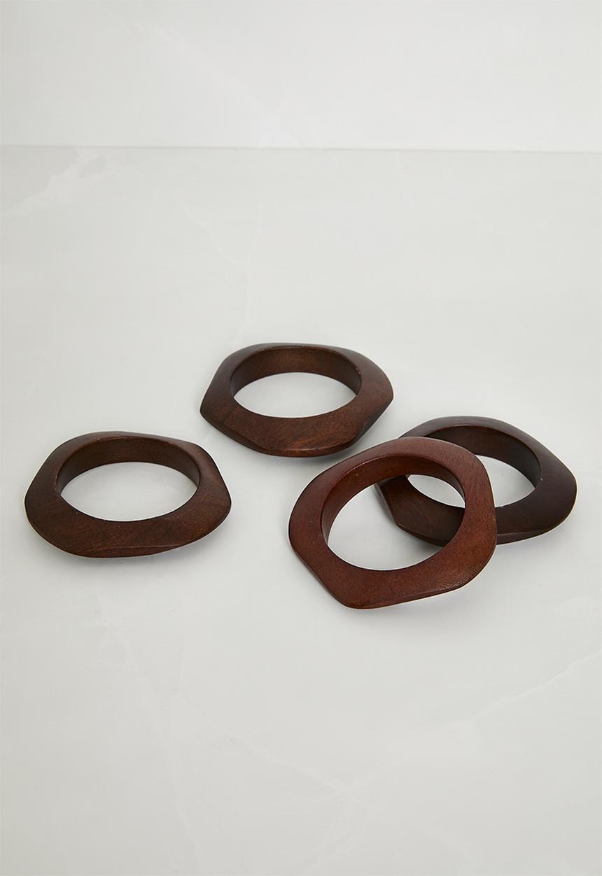 Sixth Floor - Organic shape wooden napkin ring set of 4 - Natural