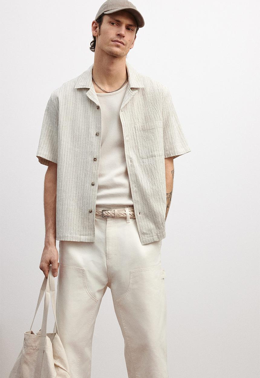 H&M - Regular fit linen-blend resort shirt - beige