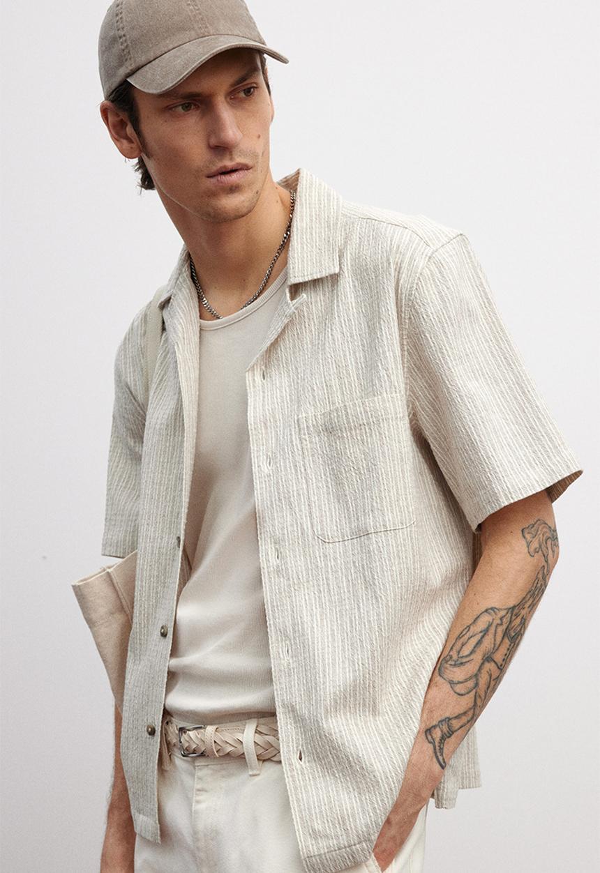 H&M - Regular fit linen-blend resort shirt - beige