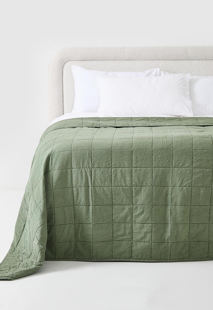 Sixth Floor - Cotton Stone Washed Quilt - Olive