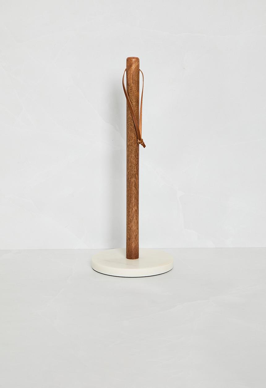 Sixth Floor - Marble & wood paper towel holder - Natural