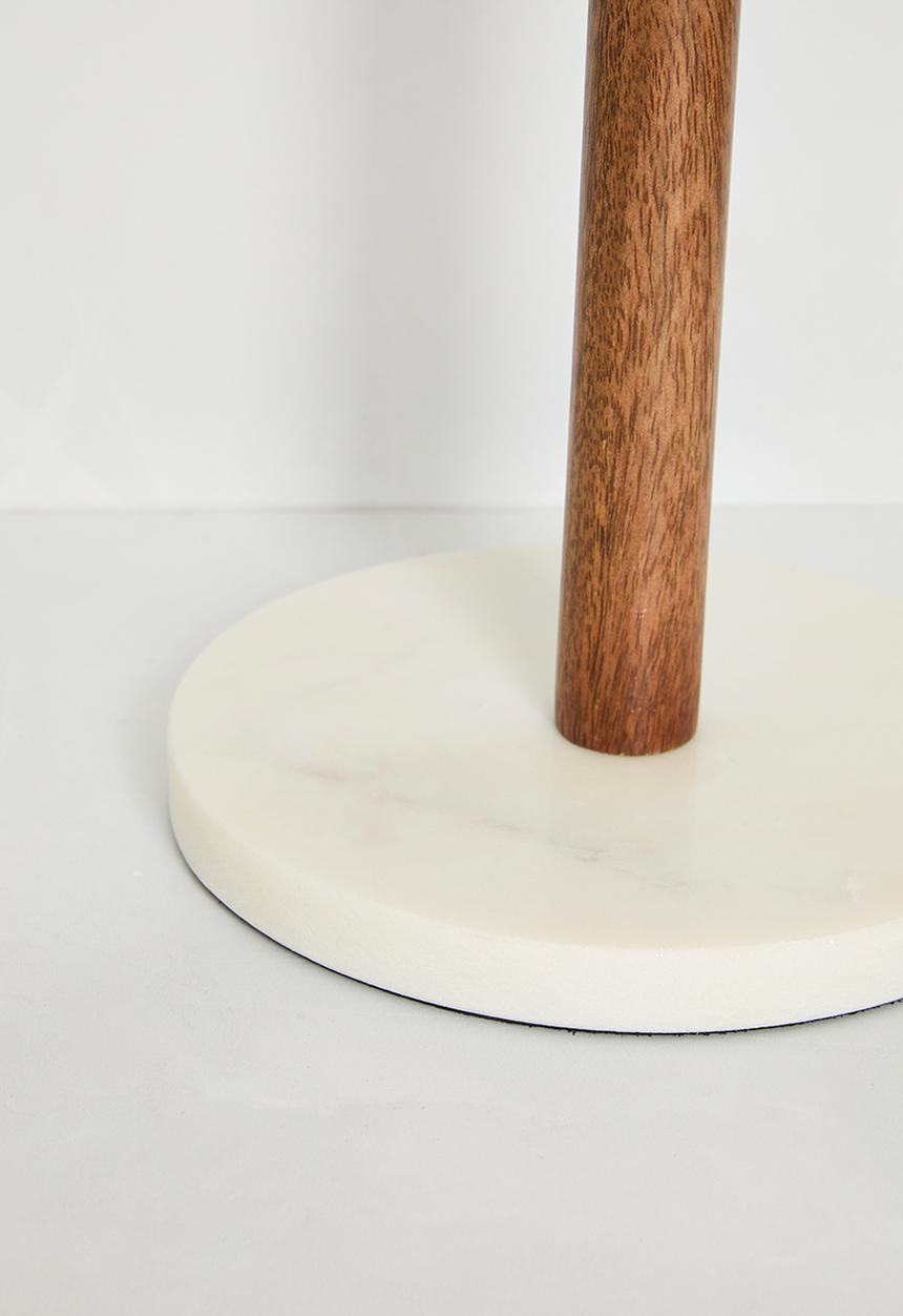Sixth Floor - Marble & wood paper towel holder - Natural