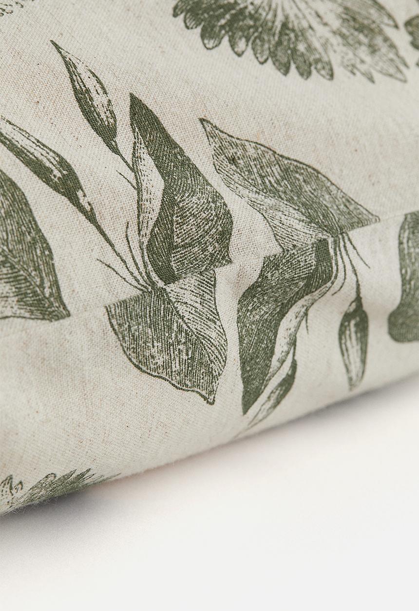 H&M - Cotton canvas cushion cover - beige floral
