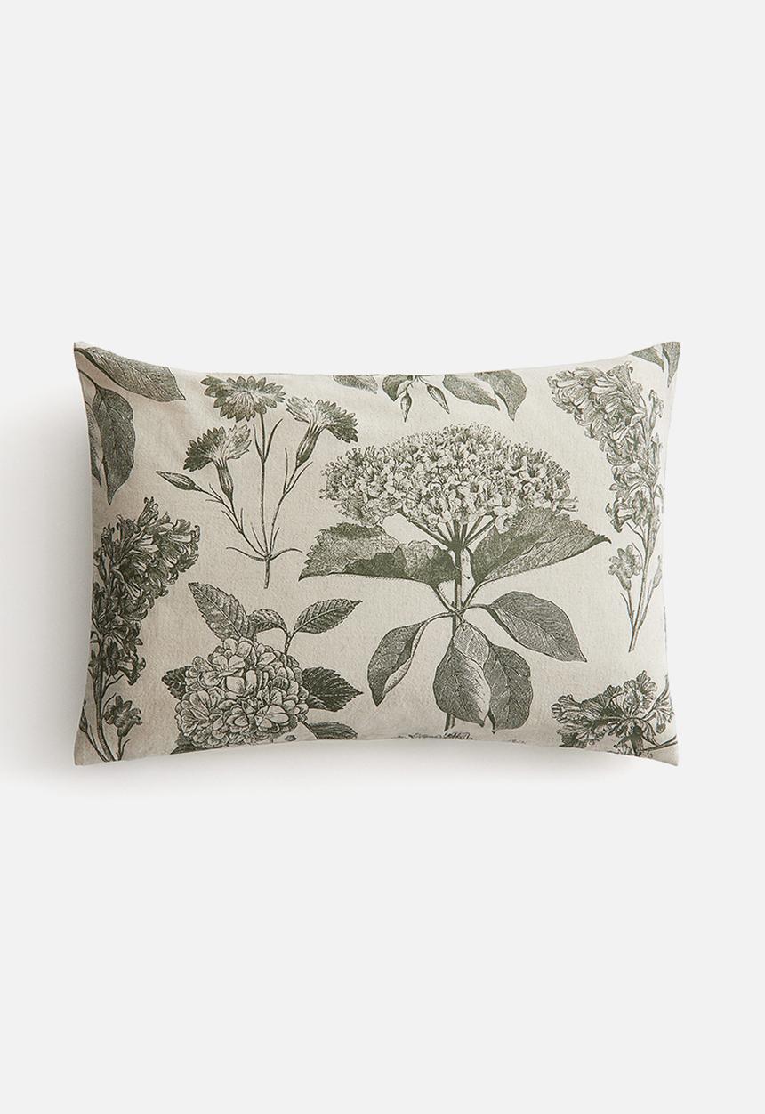 H&M - Cotton canvas cushion cover - beige floral