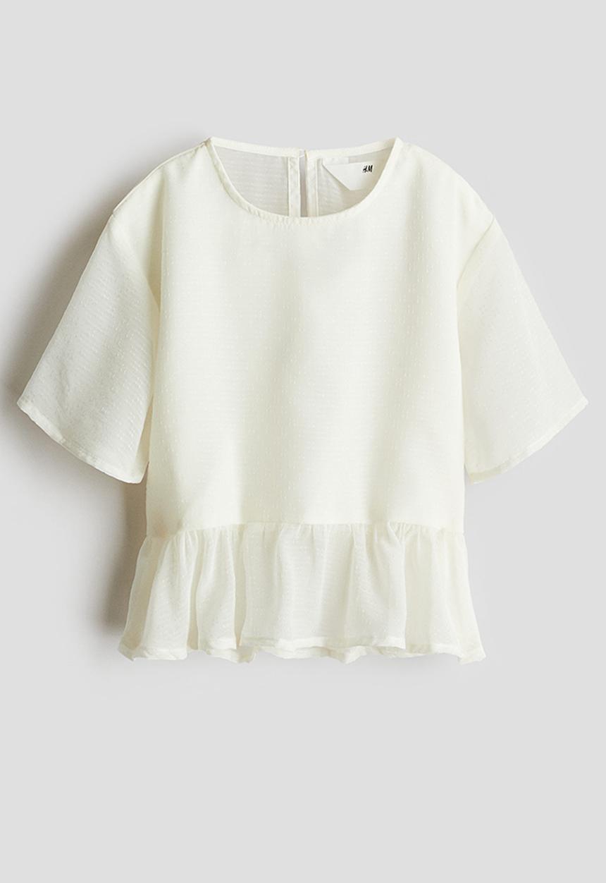 H&M - Chiffon peplum top - white