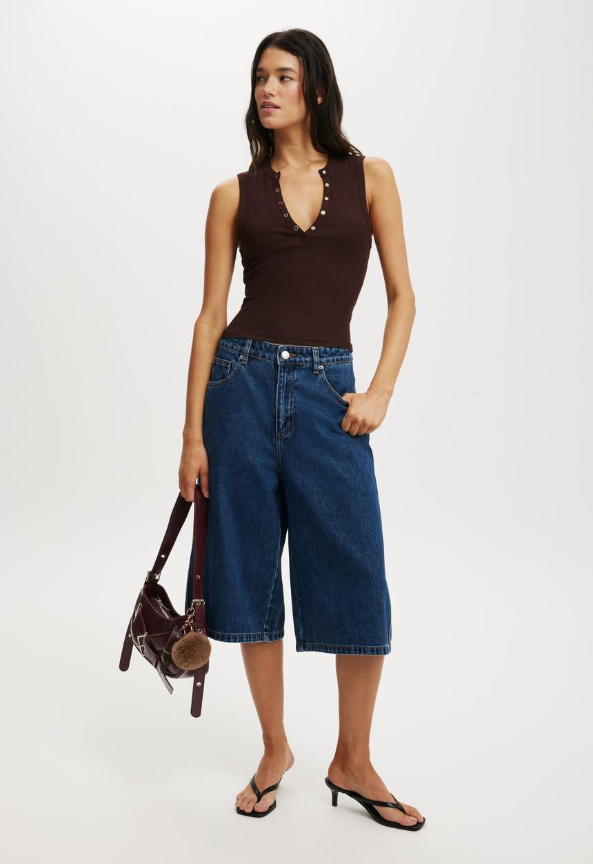 Cotton On - 91 baggy denim jort - sandman blue