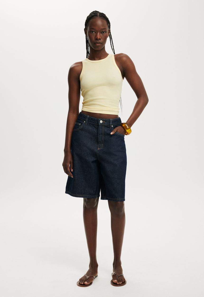 Cotton On - Goldie rib high neck tank - vanilla glow