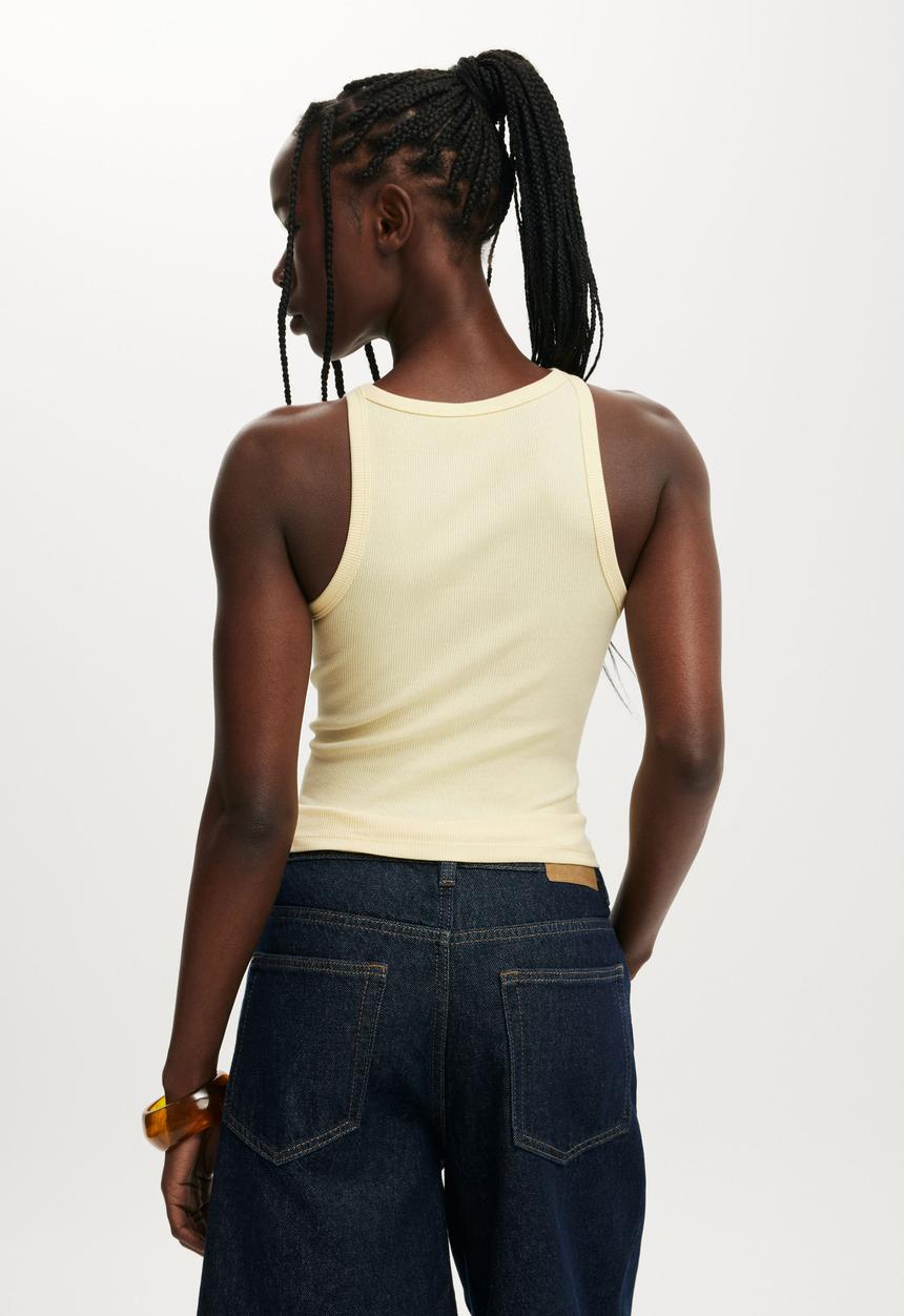 Cotton On - Goldie rib high neck tank - vanilla glow