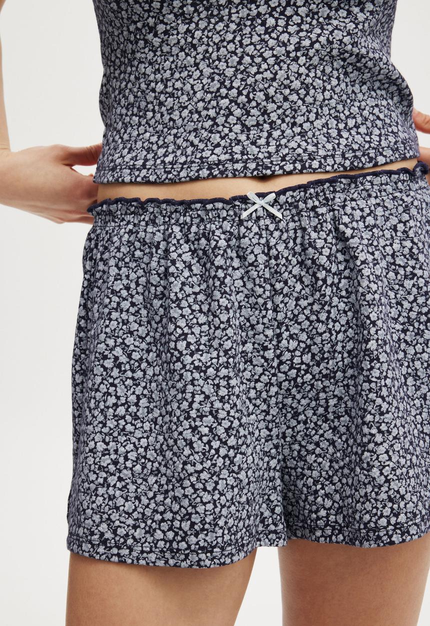 Cotton On - Ruffle pointelle short - navy vision damari ditsy