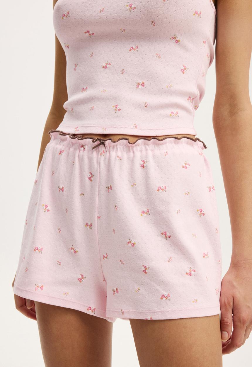 Cotton On - Ruffle pointelle short - blushing bride aleigha ditsy