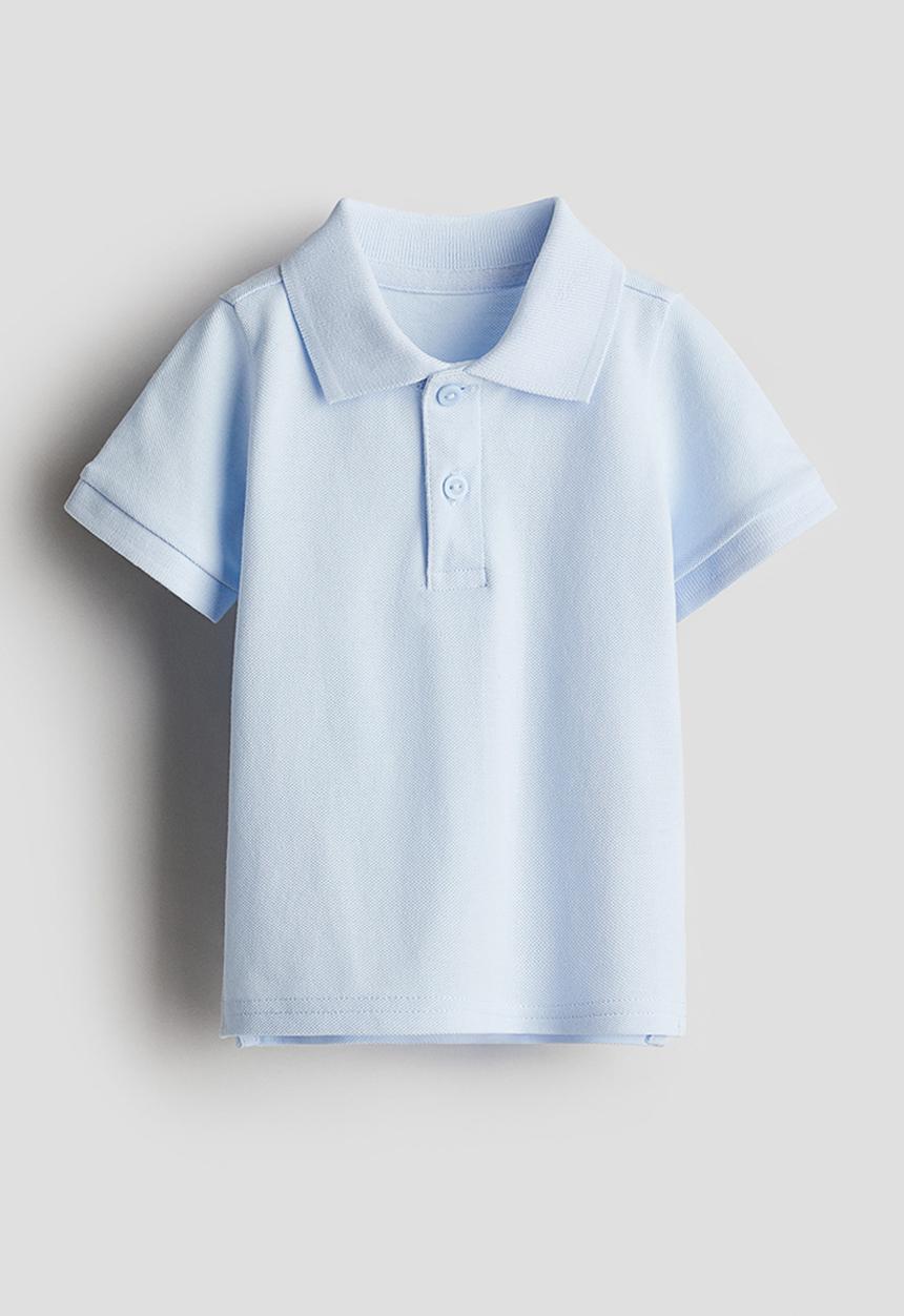 H&M - Cotton piqué polo shirt - light blue