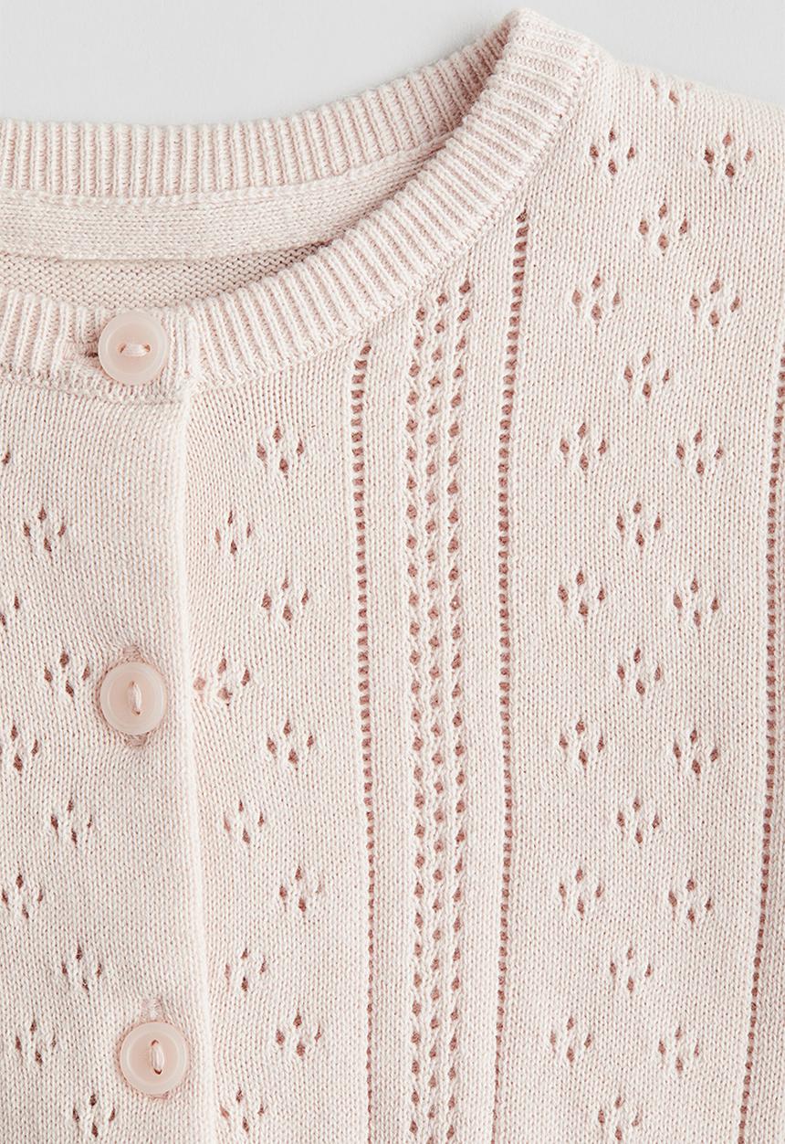 H&M - Pattern-knitted cotton cardigan - Light pink