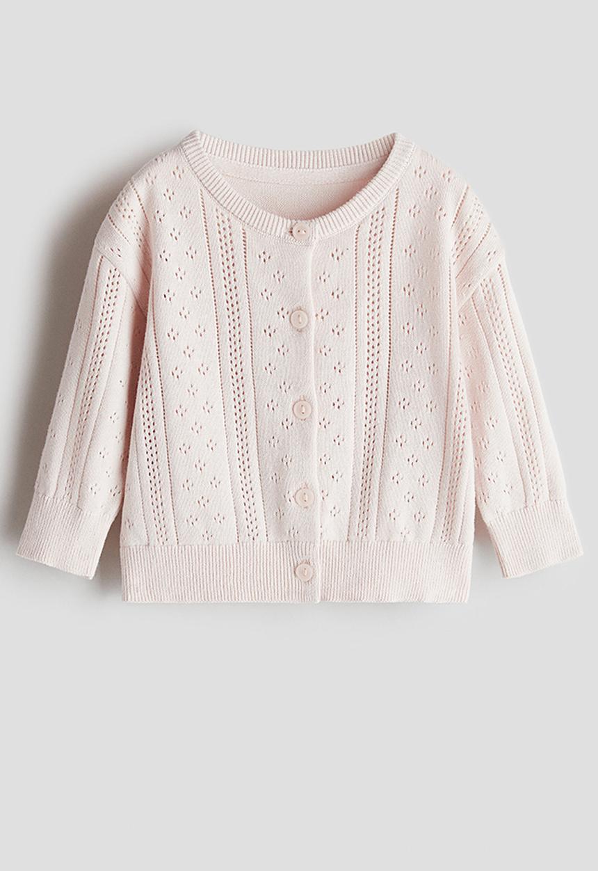 H&M - Pattern-knitted cotton cardigan - Light pink