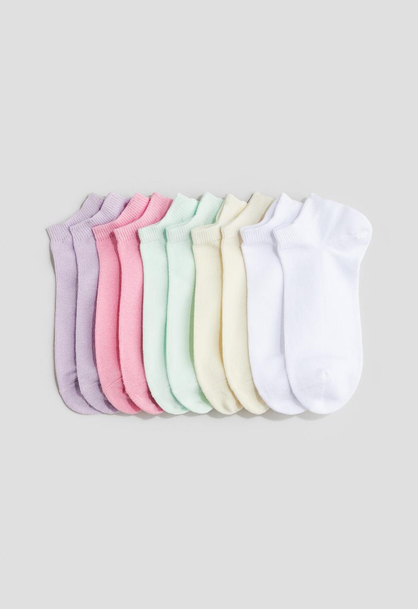 H&M - 10 pack ankle socks - light yellow & light purple