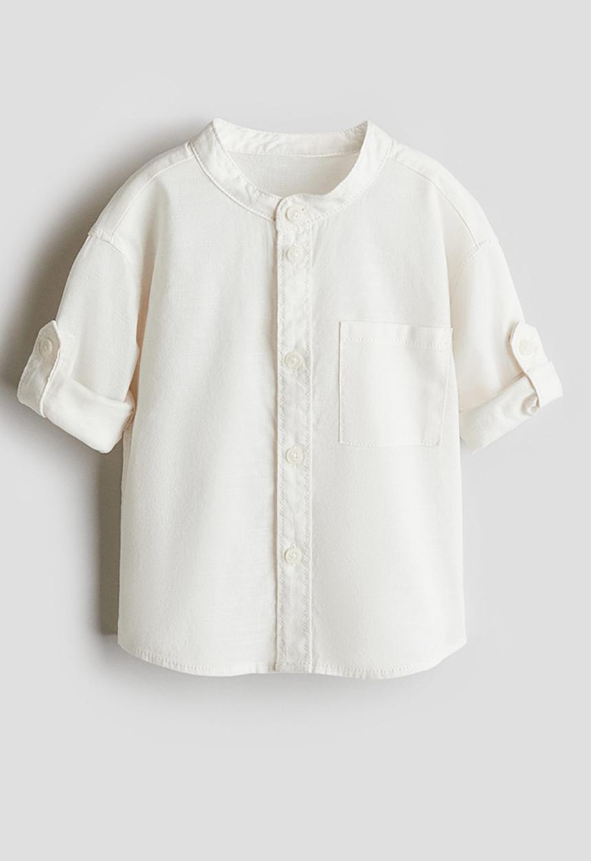 H&M - Cotton grandad shirt - white