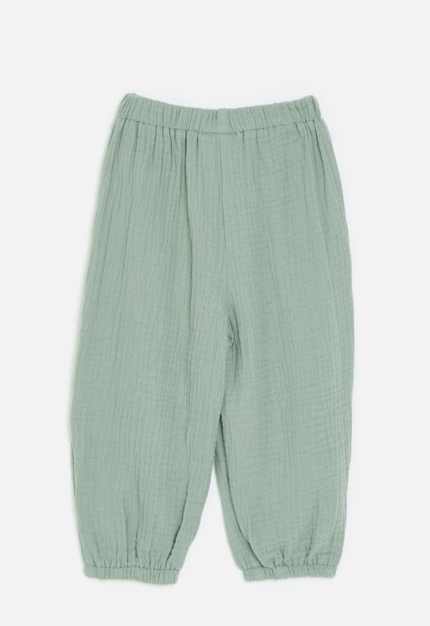 Pop Candy - Cuffed textured pants - celadon green