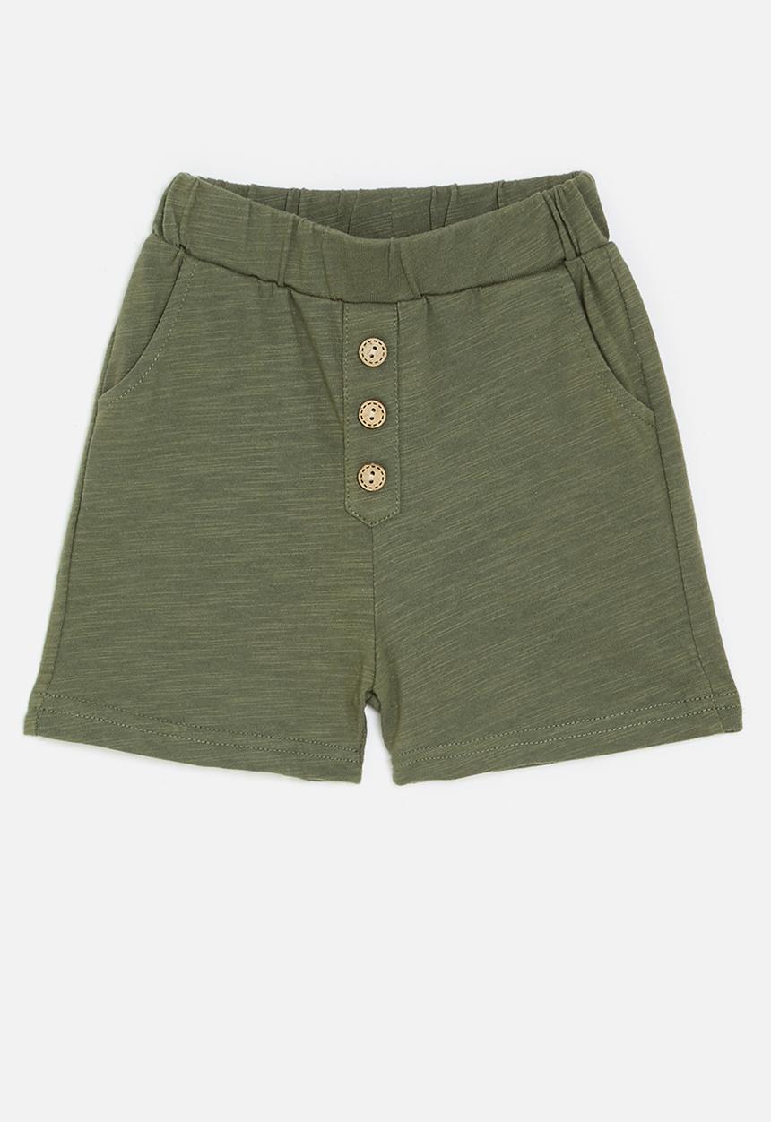 Pop Candy - Shorts with mock button closure - green