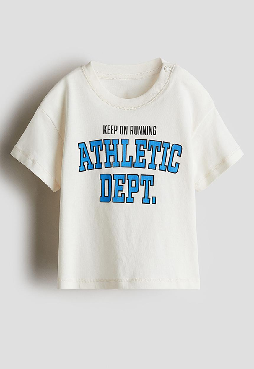H&M - Printed cotton t-shirt - white athletic