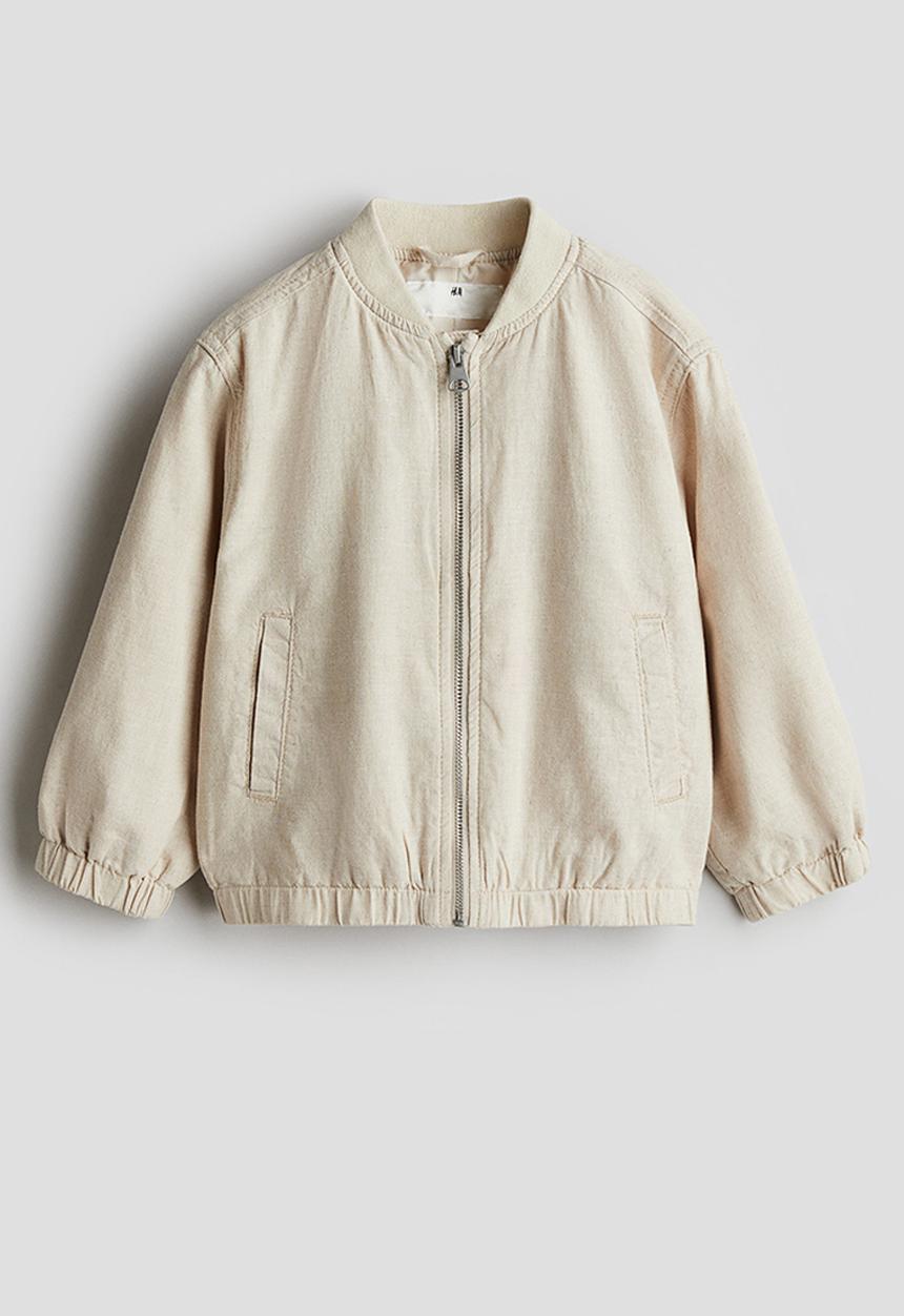 H&M - Linen-blend bomber jacket - light beige