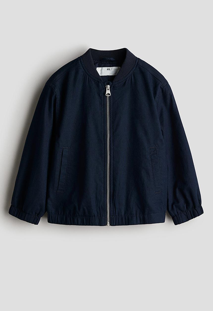 H&M - Linen-blend bomber jacket - navy blue