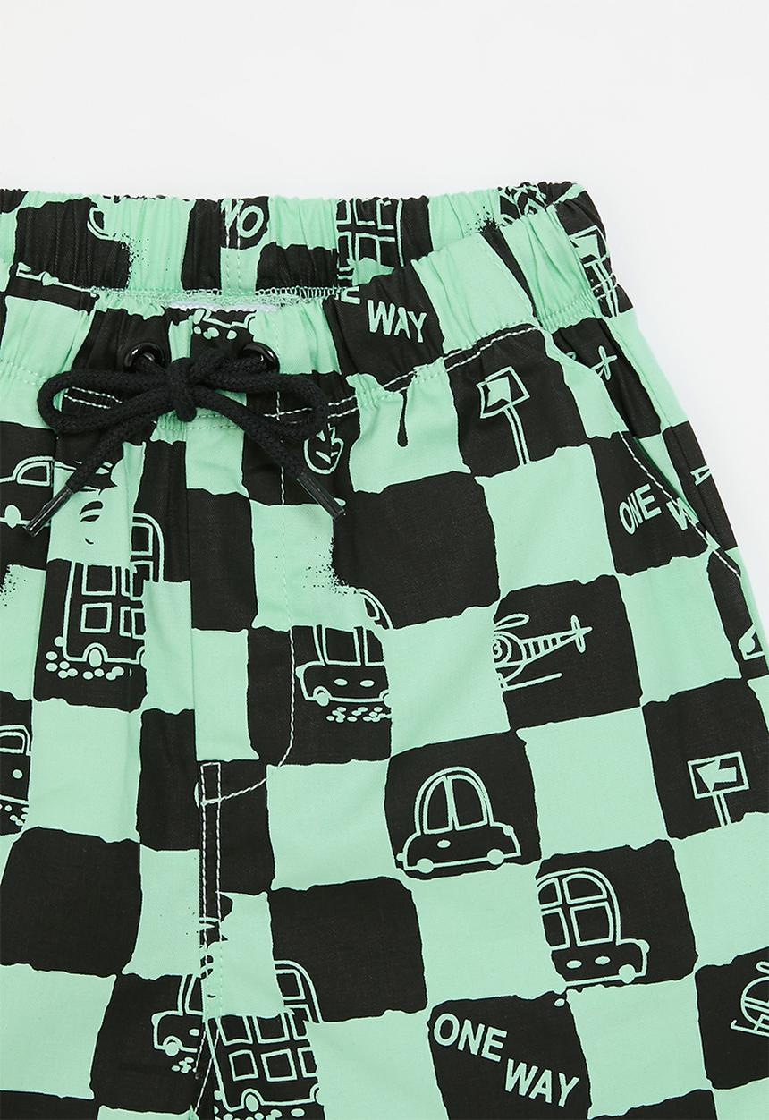 Pop Candy - Checker board shorts - green/black