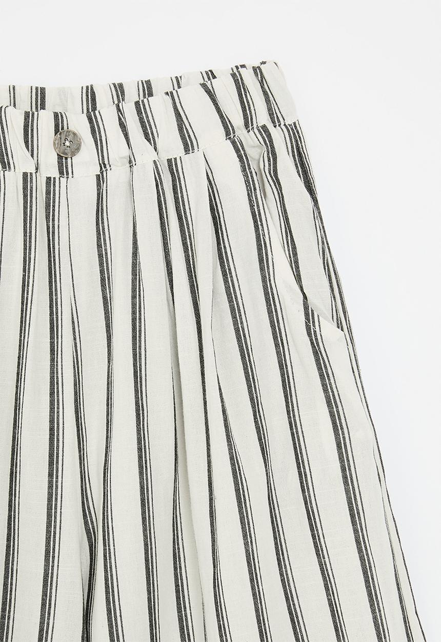Pop Candy - Wide leg pants with curved inset pockets - dark grey stripes