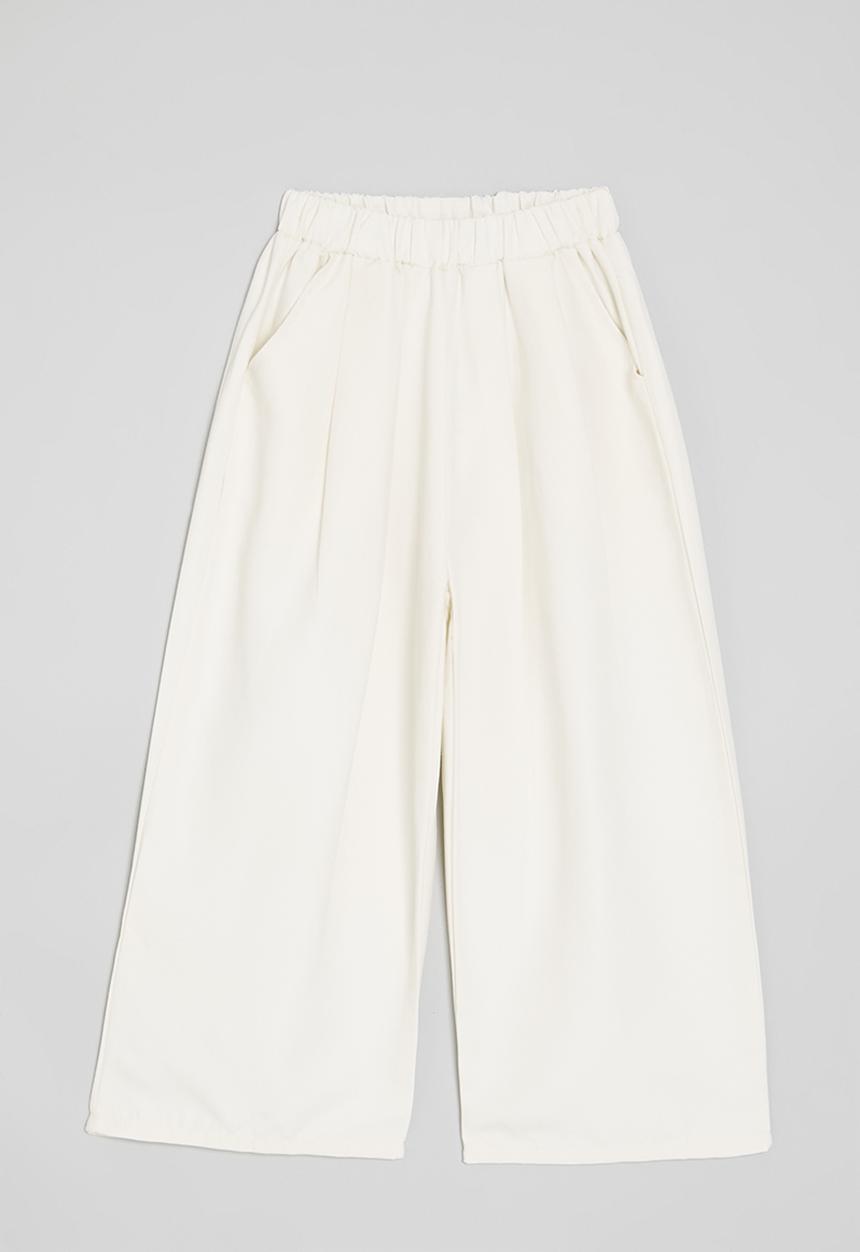 Pop Candy - Wide leg pants with slanted inset pockets - off white