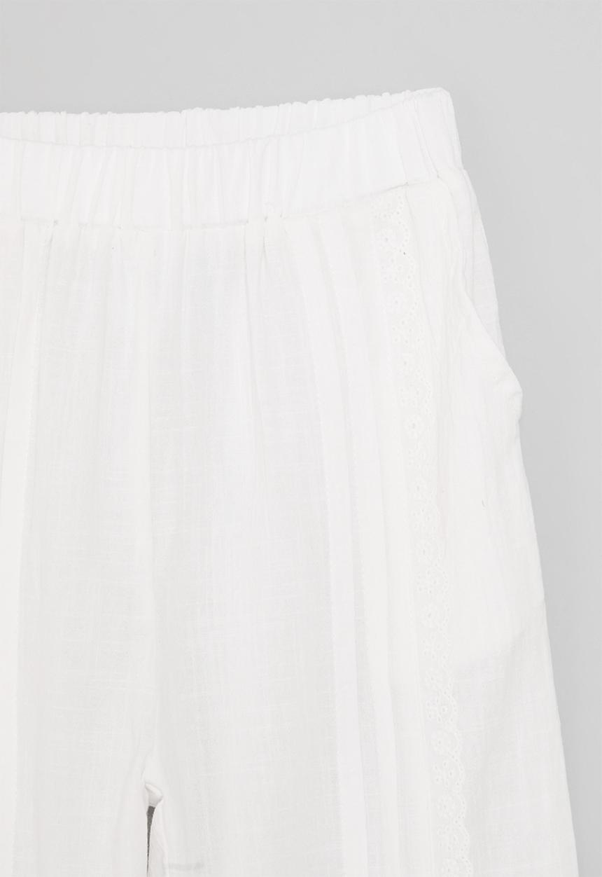 Pop Candy - Wide leg pants with slanted inset pockets - white