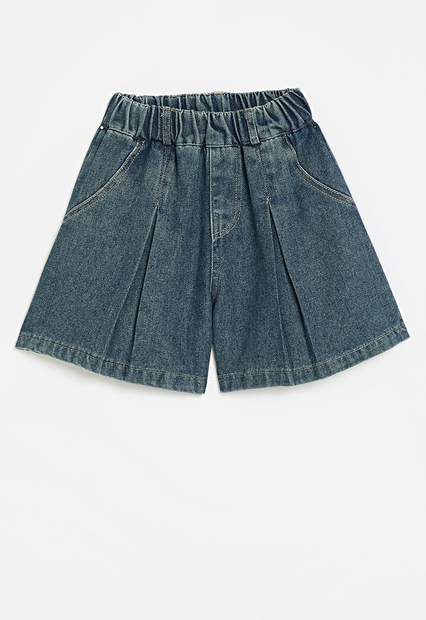 Pop Candy - Pleated denim shorts - blue