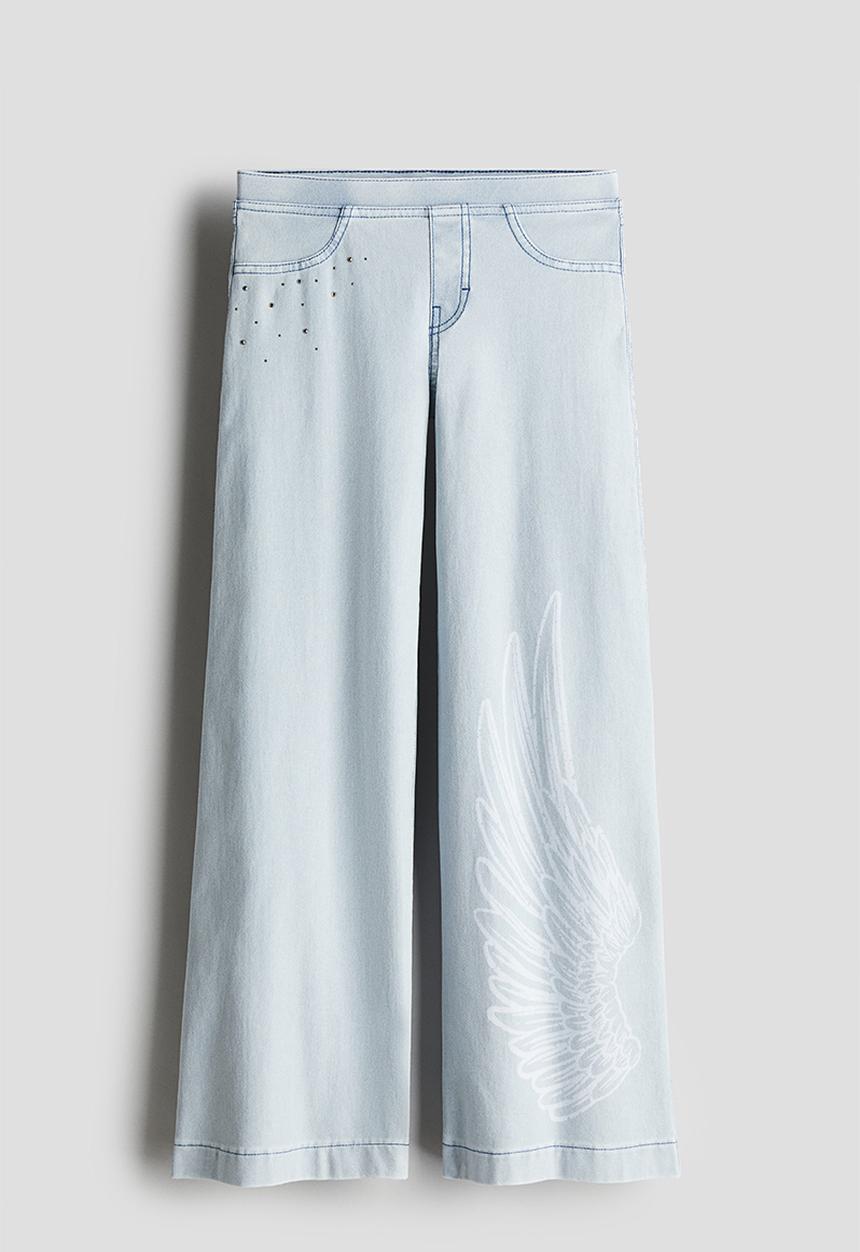 H&M - Wide denim-look trousers - light denim blue wing