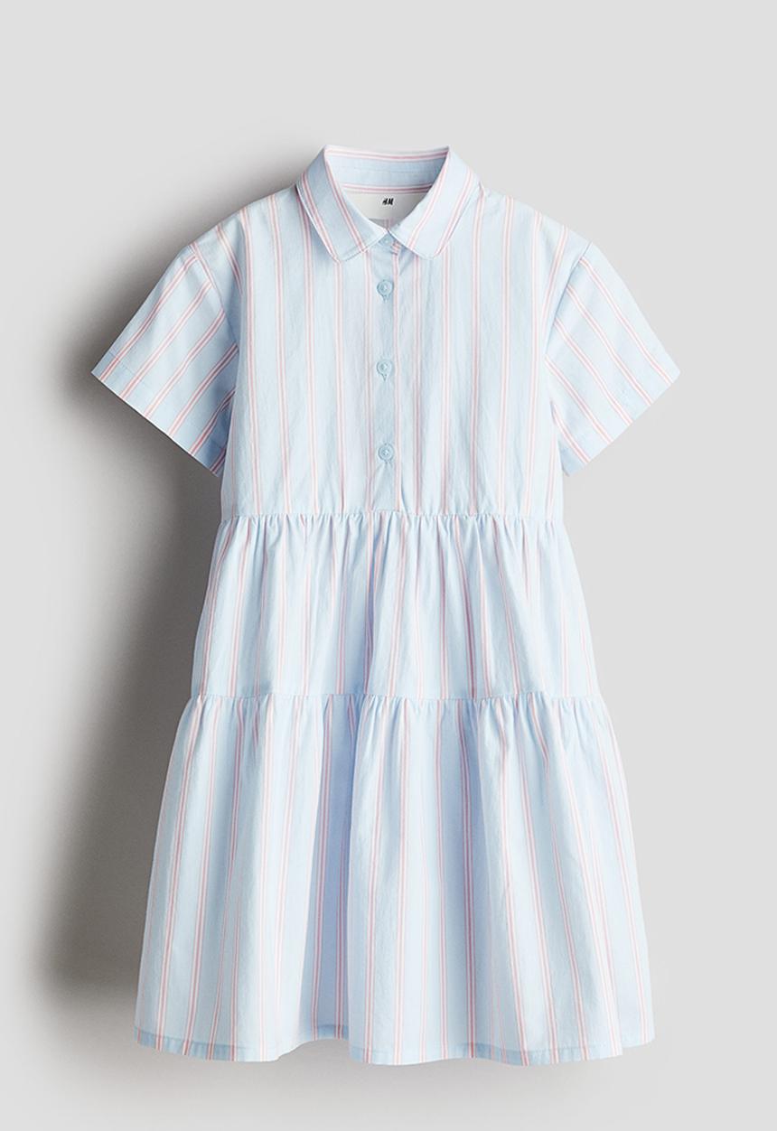 H&M - Cotton shirt dress - light blue striped