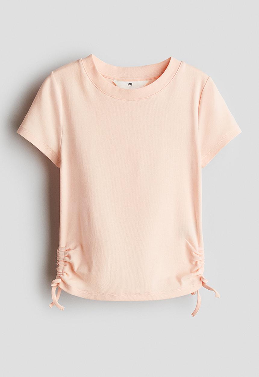 H&M - Drawstring-detail jersey top - light peach