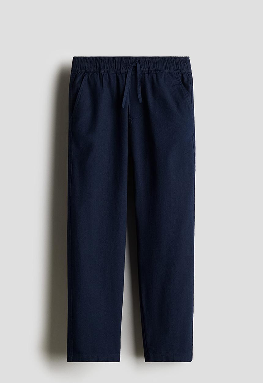 H&M - Linen-blend trousers - navy blue