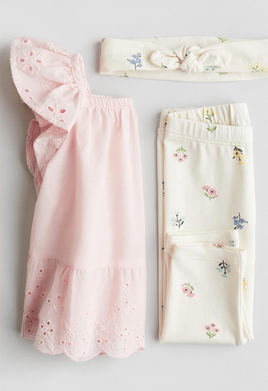 H&M - 3 piece cotton set - pink floral