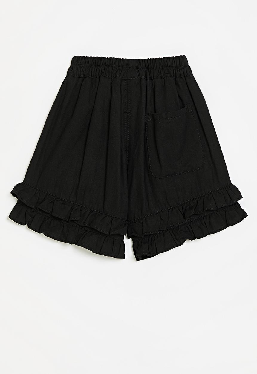 Pop Candy - Frilled hem shorts - black