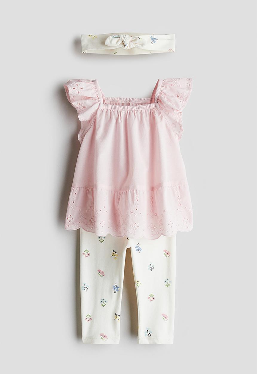 H&M - 3 piece cotton set - pink floral